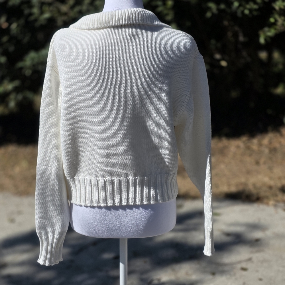 NWT 100% Organic Cropped Cotton Polo Sweater SzXS - Picture 4 of 10